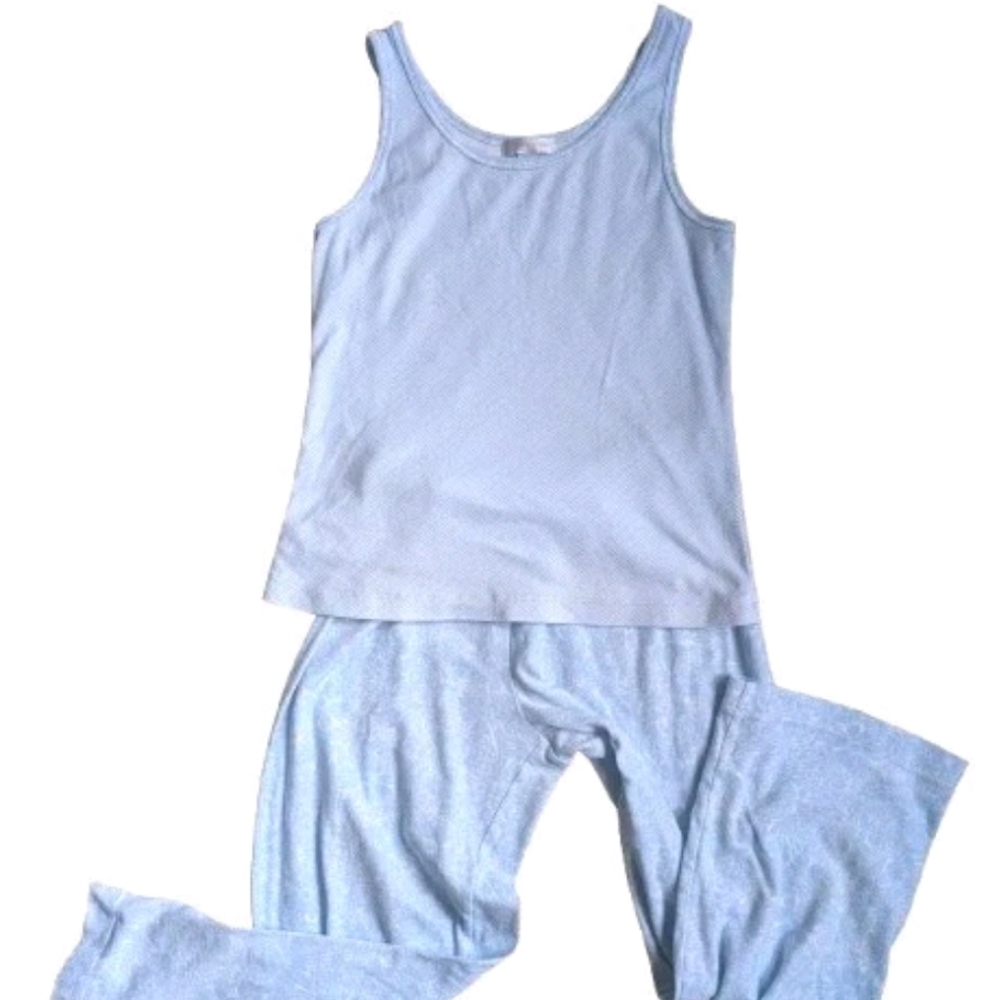 Carole Hochman Pajama Set 2pc Blue Floral Cotton Drawstring Sz Small